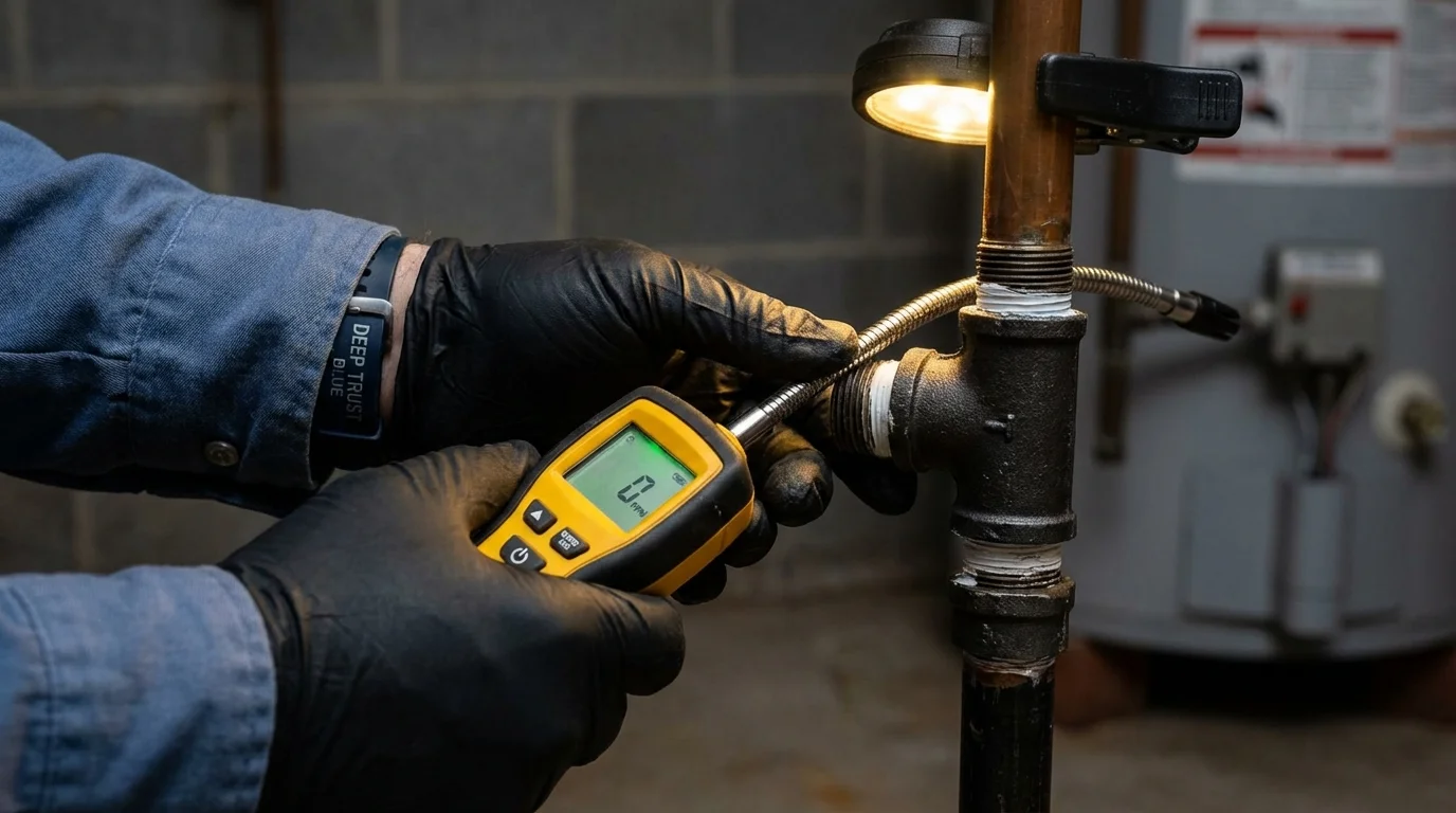Gas leak detection with electronic sniffer by Johns Plumbing LLC in Brownsville